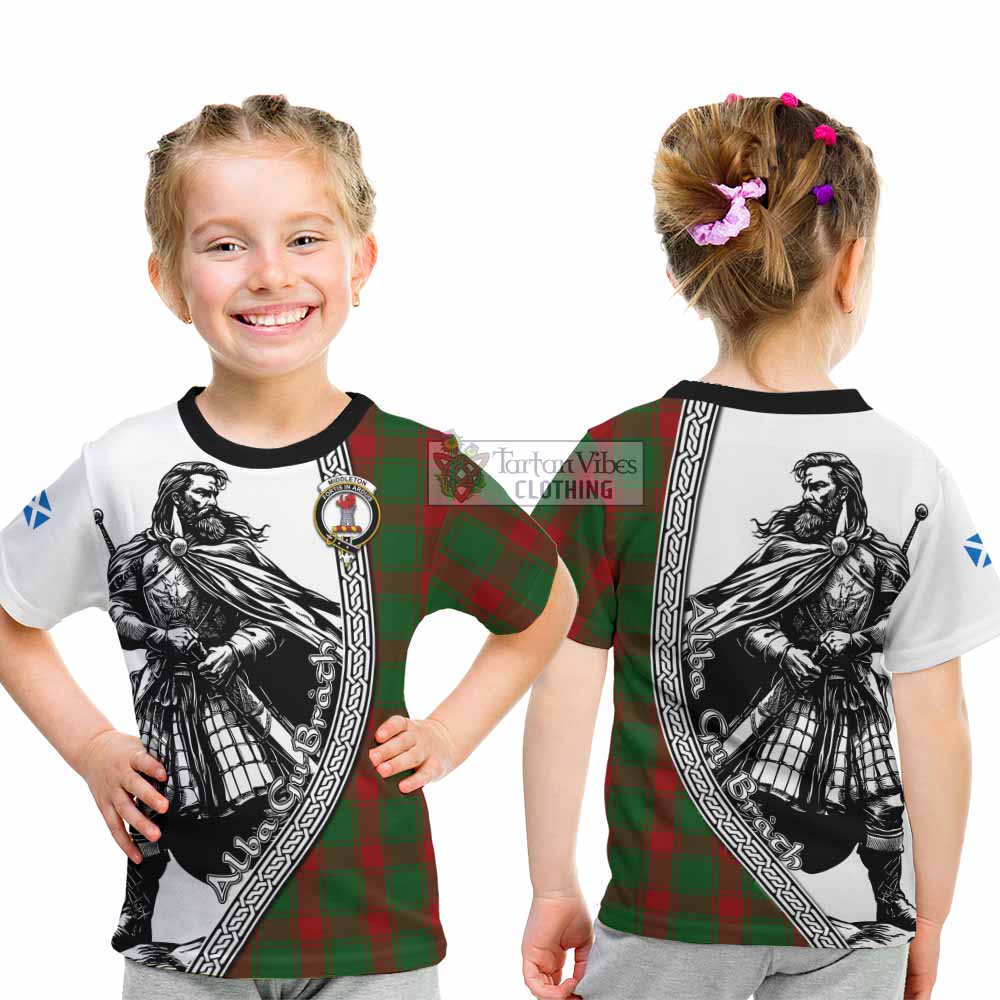 Middleton Tartan Clan Crest Kid T-Shirt with Highlander Warrior Celtic Style