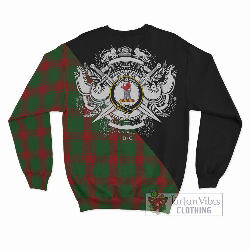 Middleton Tartan Sweatshirt with Family Crest and Military Logo Style - Tartanvibesclothing Shop