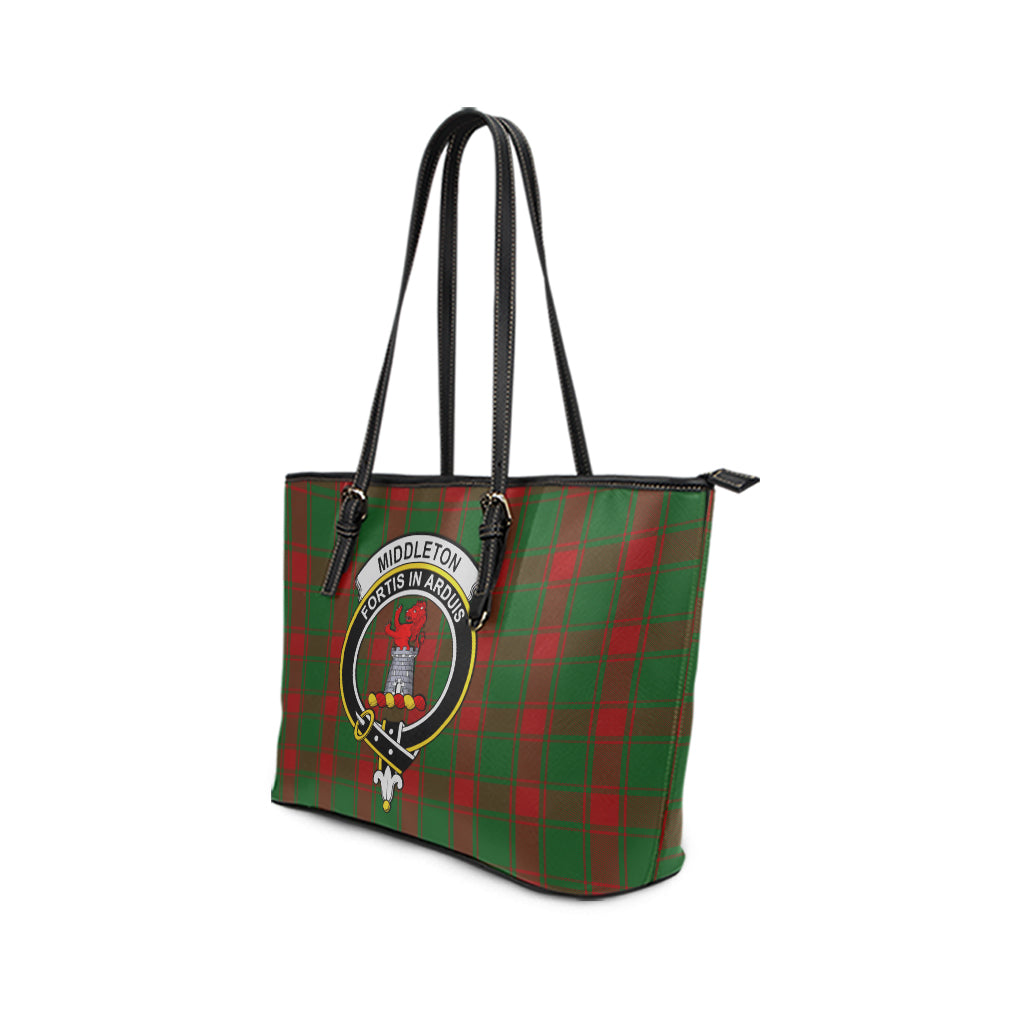 Middleton Tartan Leather Tote Bag with Family Crest - Tartan Vibes Clothing