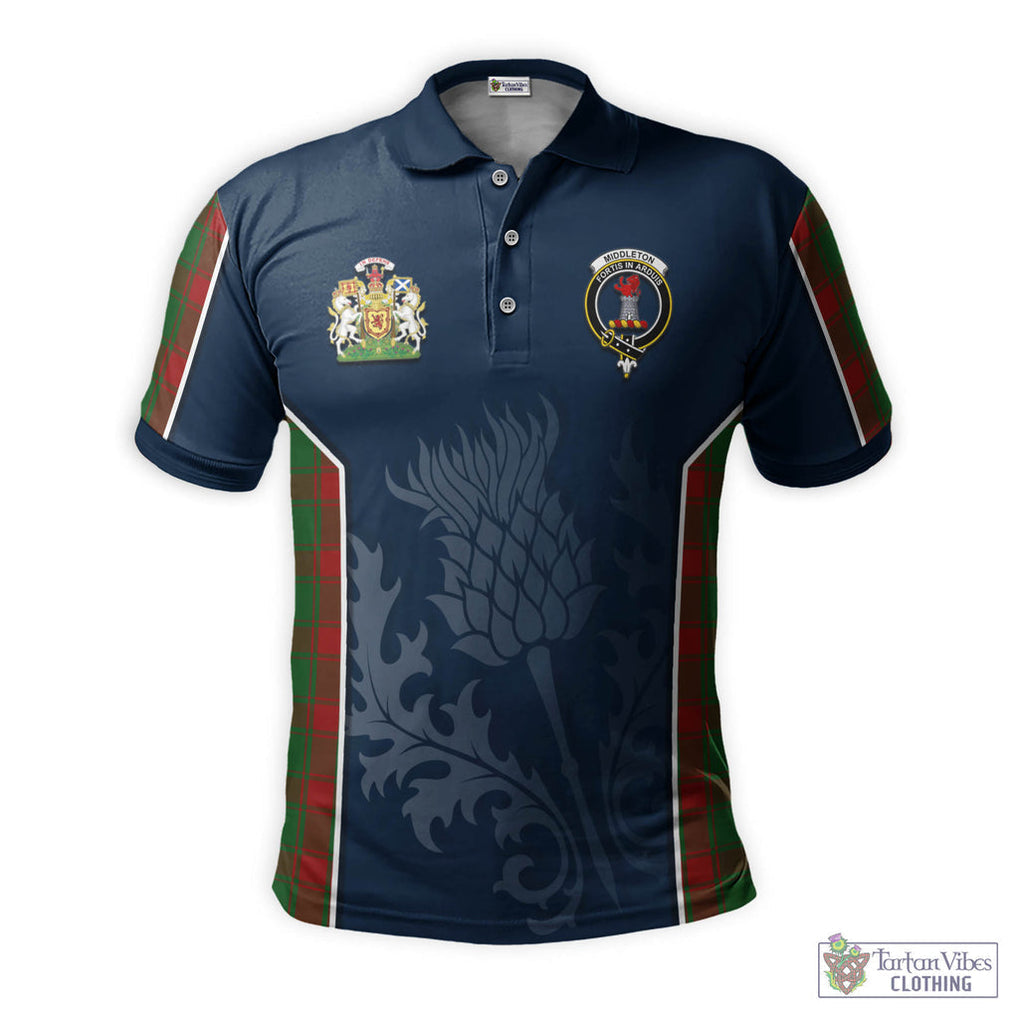 Tartan Vibes Clothing Middleton Tartan Men's Polo Shirt with Family Crest and Scottish Thistle Vibes Sport Style