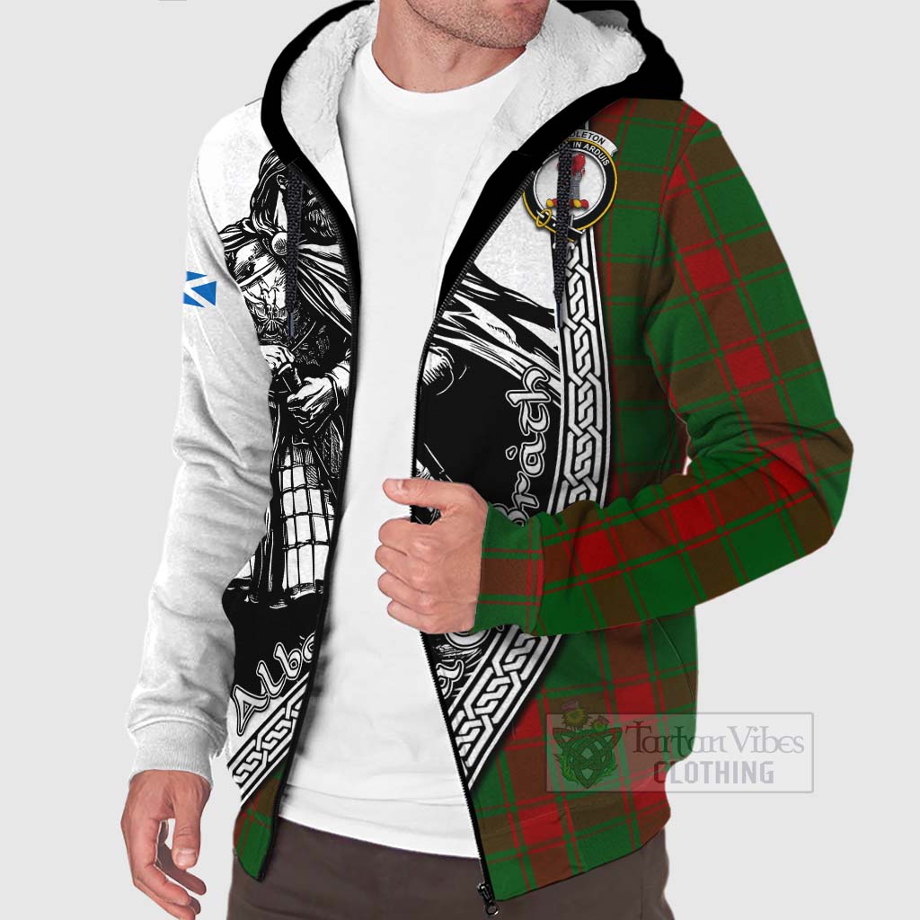 Tartan Vibes Clothing Middleton Tartan Clan Crest Sherpa Hoodie with Highlander Warrior Celtic Style