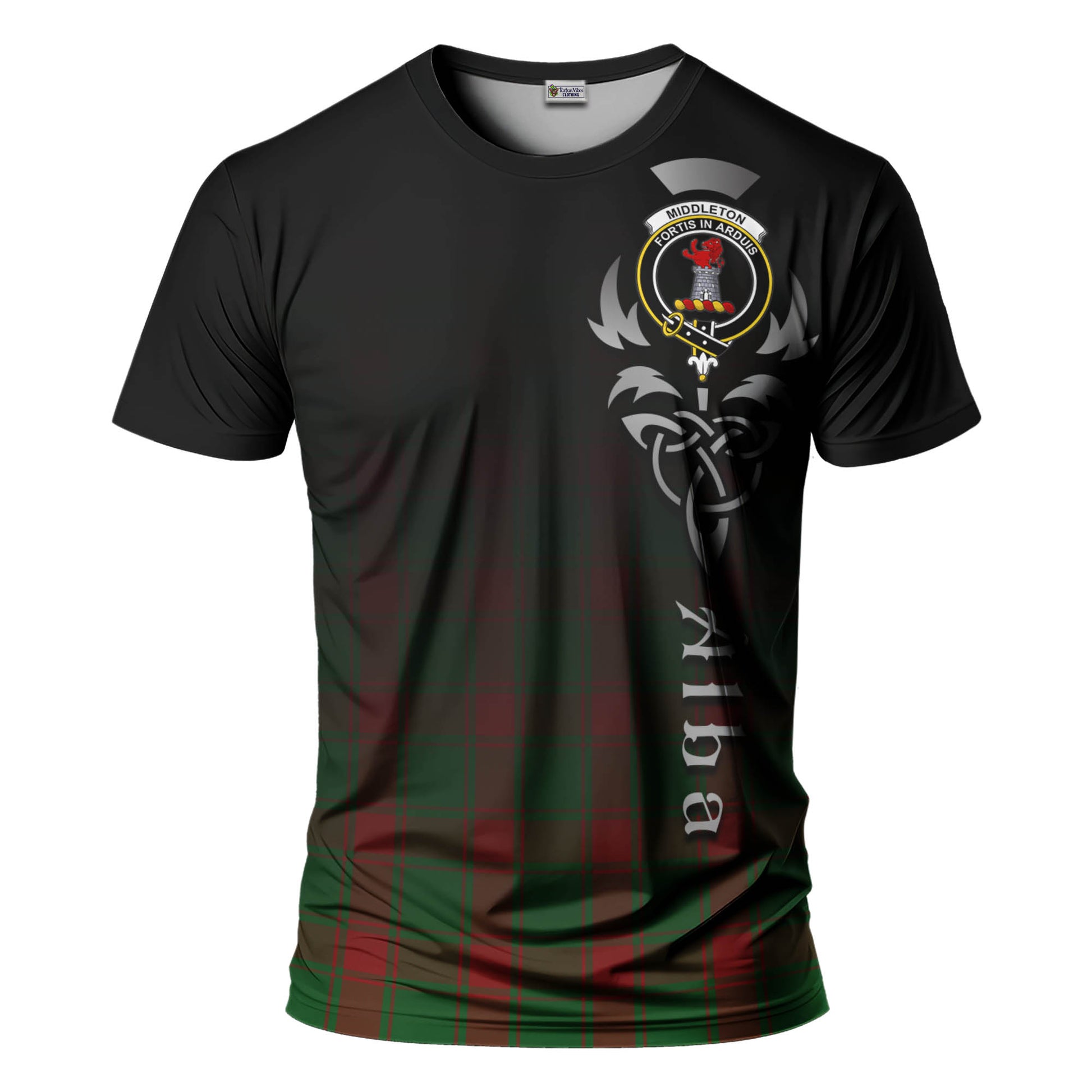 Tartan Vibes Clothing Middleton Tartan T-Shirt Featuring Alba Gu Brath Family Crest Celtic Inspired