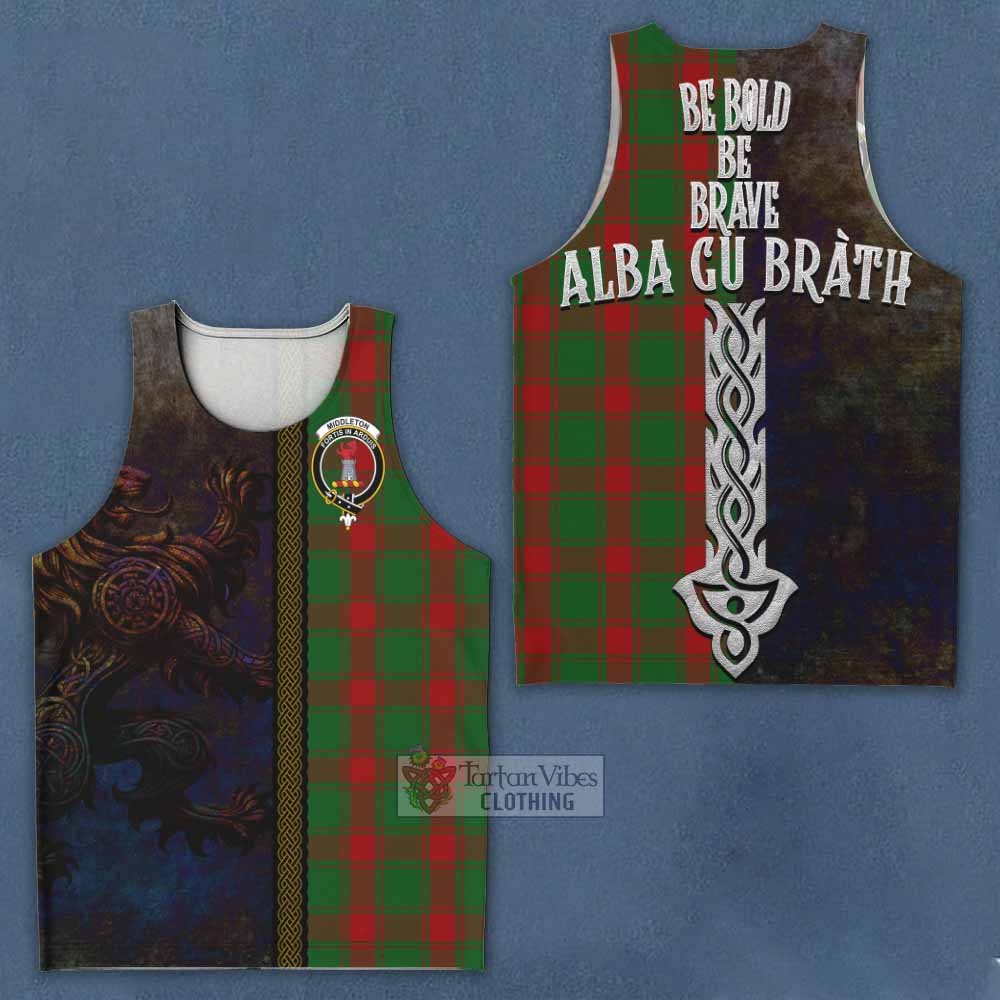 Middleton Tartan Family Crest Men's Tank Top Alba Gu Brath Be Brave Lion Ancient Style - Tartan Vibes Clothing