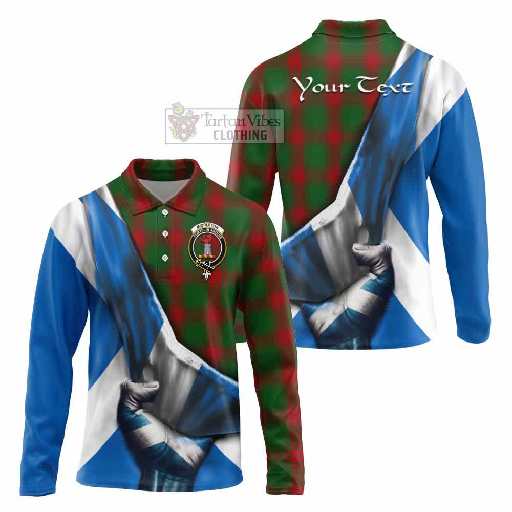 Tartan Vibes Clothing Middleton Tartan Long Sleeve Polo Shirt with Family Crest Scotland Patriotic Style