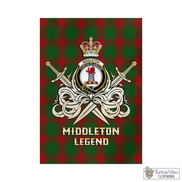 Middleton Tartan Garden Flag with Clan Crest and the Golden Sword of Courageous Legacy - Tartan Vibes Clothing