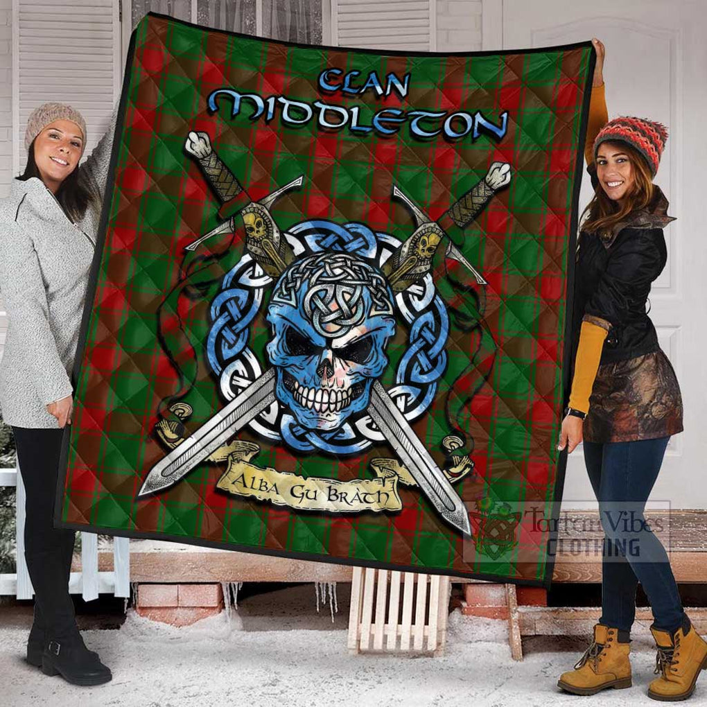 Tartan Vibes Clothing Middleton Tartan Quilt with Celtic Skull Alba Gu Brath Style