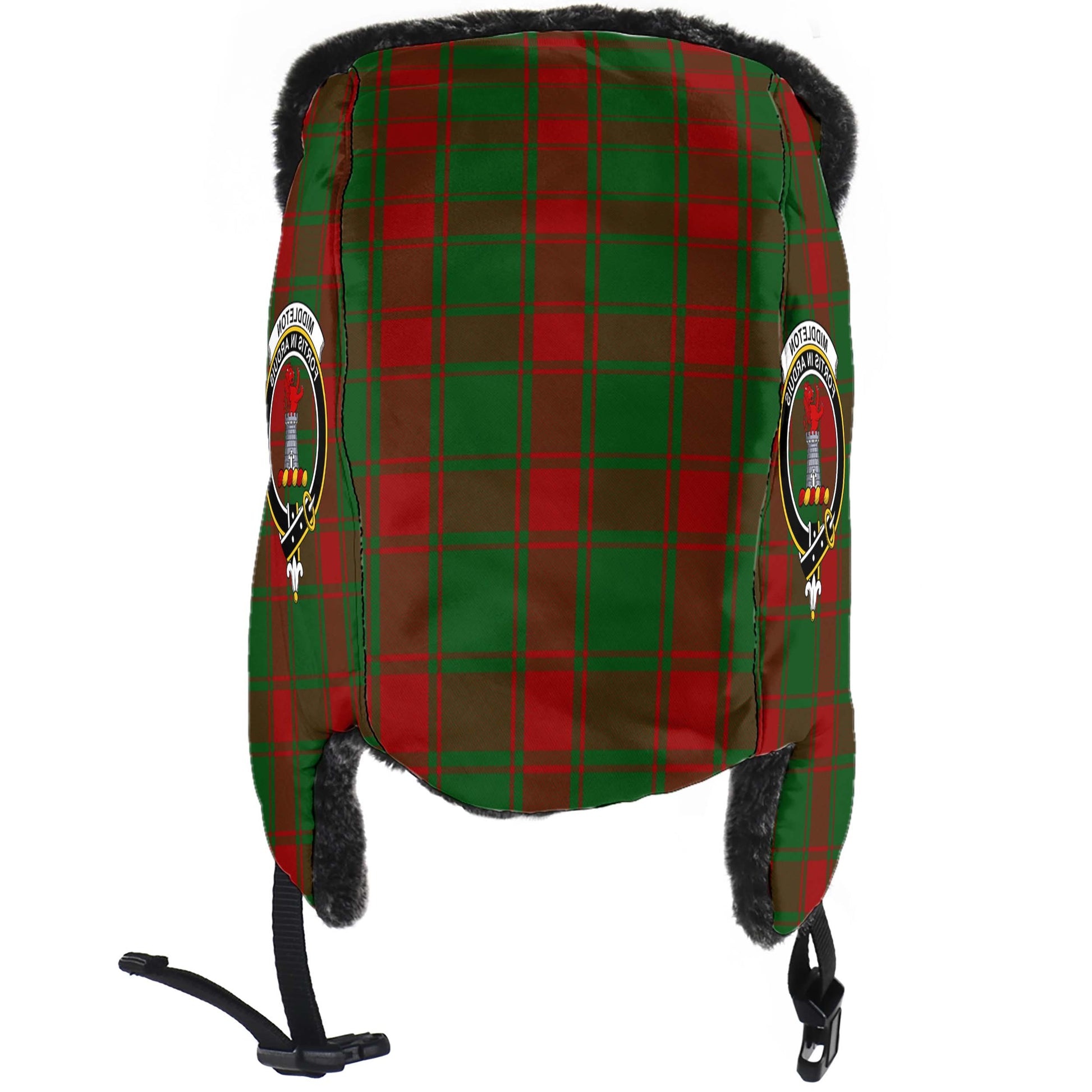 Middleton Tartan Winter Trapper Hat with Family Crest - Tartanvibesclothing