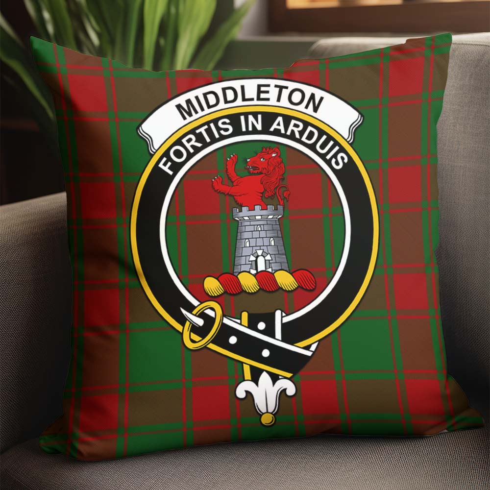 Middleton Tartan Pillow Cover with Family Crest - Tartanvibesclothing