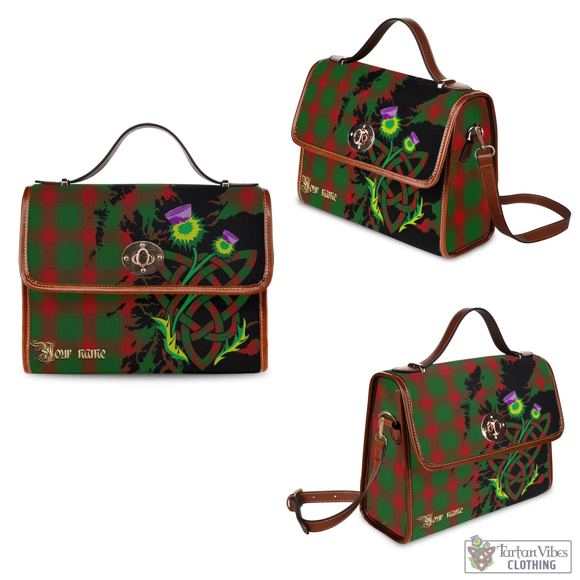 Tartan Vibes Clothing Middleton Tartan Waterproof Canvas Bag with Scotland Map and Thistle Celtic Accents