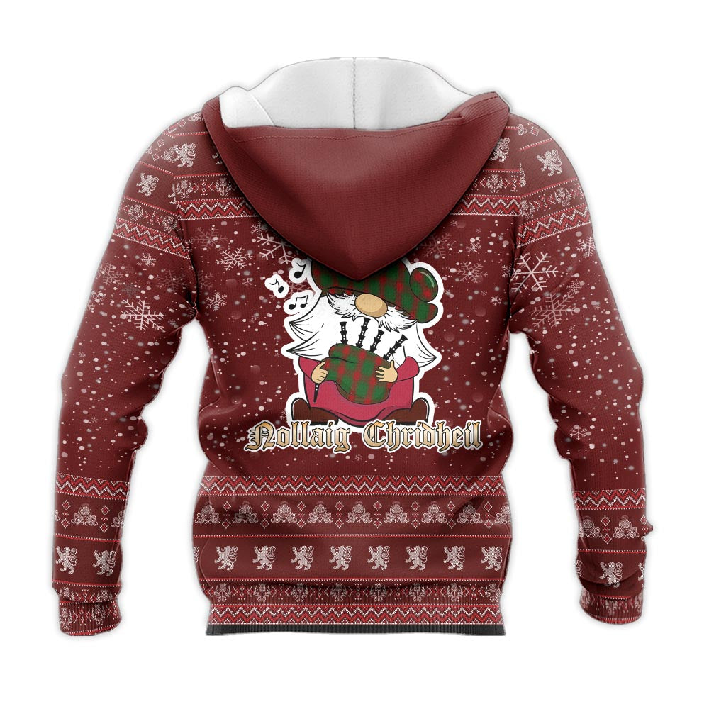 Middleton Clan Christmas Knitted Hoodie with Funny Gnome Playing Bagpipes - Tartanvibesclothing