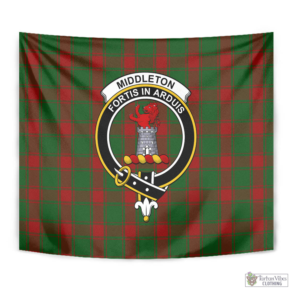 Tartan Vibes Clothing Middleton Tartan Tapestry Wall Hanging and Home Decor for Room with Family Crest