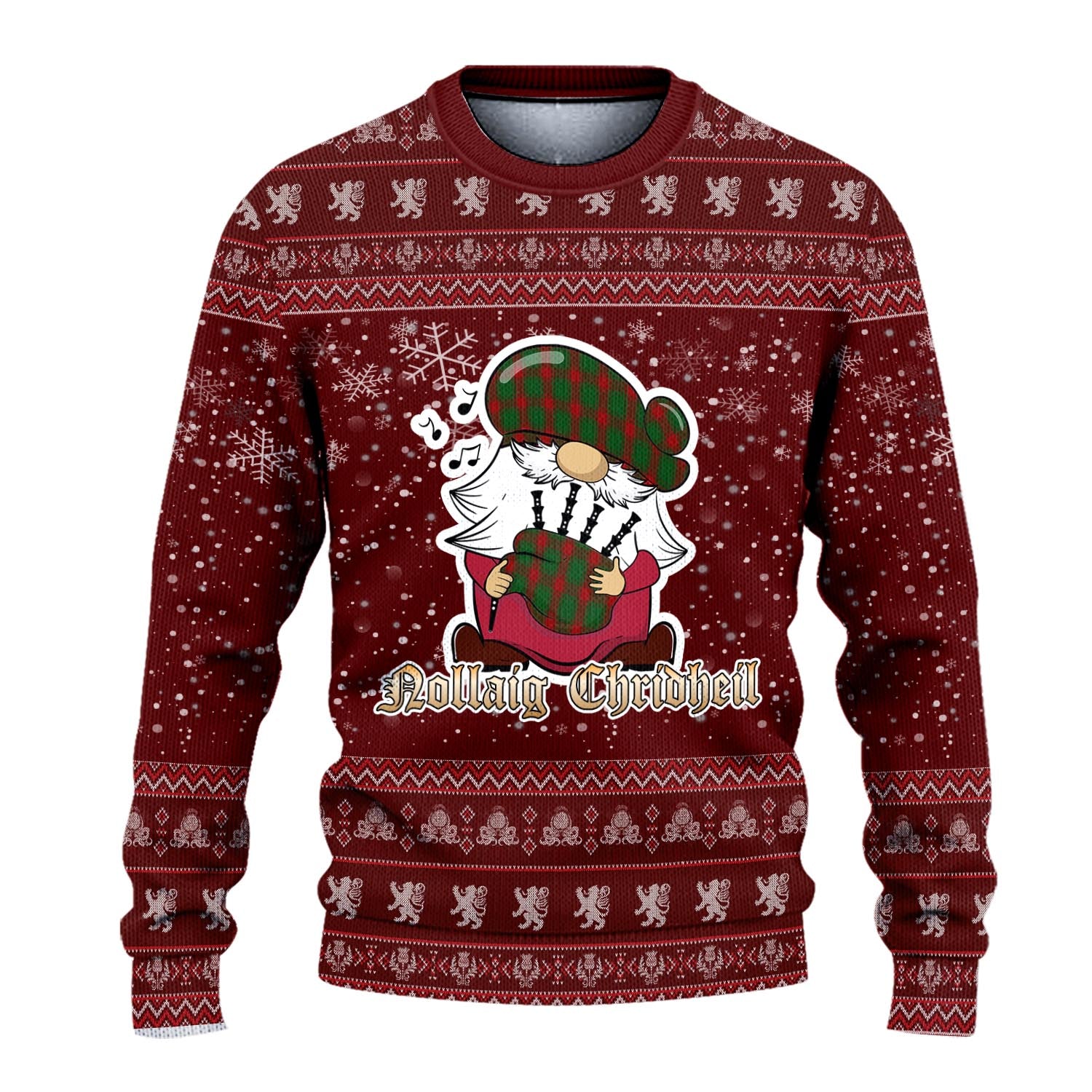 Middleton Clan Christmas Family Knitted Sweater with Funny Gnome Playing Bagpipes - Tartanvibesclothing