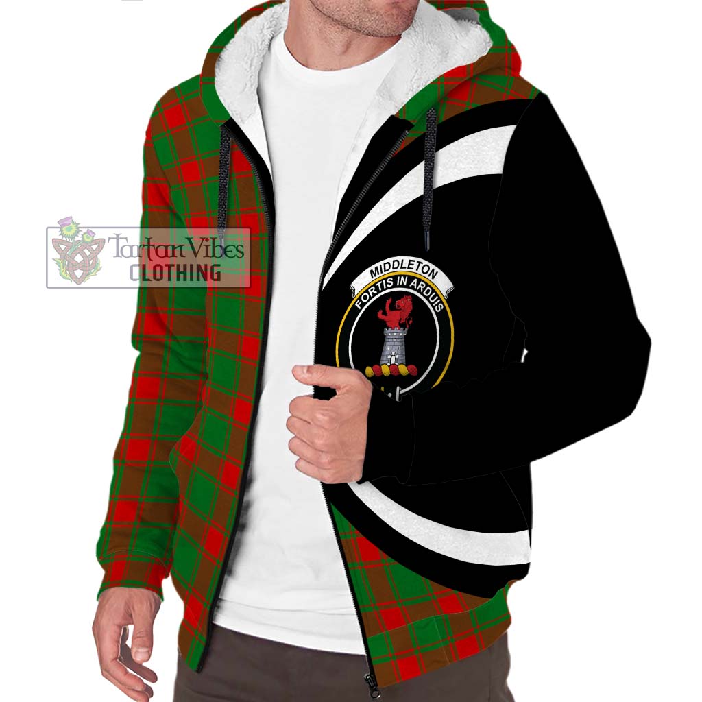 Middleton Modern Tartan Sherpa Hoodie with Family Crest Circle Style Unisex S - Tartan Vibes Clothing