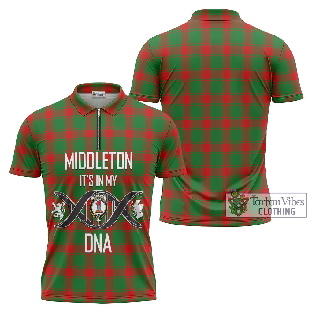 Middleton Modern Tartan Zipper Polo Shirt with Family Crest DNA In Me Style Unisex - Tartanvibesclothing Shop