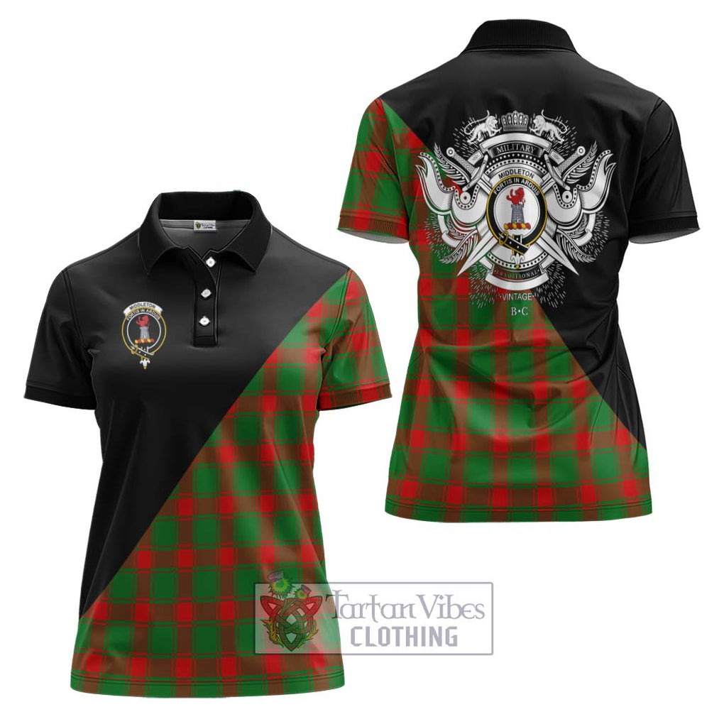 Middleton Modern Tartan Women's Polo Shirt with Family Crest and Military Logo Style Women - Tartanvibesclothing Shop