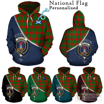 Middleton Modern Tartan Hoodie with Personalised National Flag and Family Crest Half Style