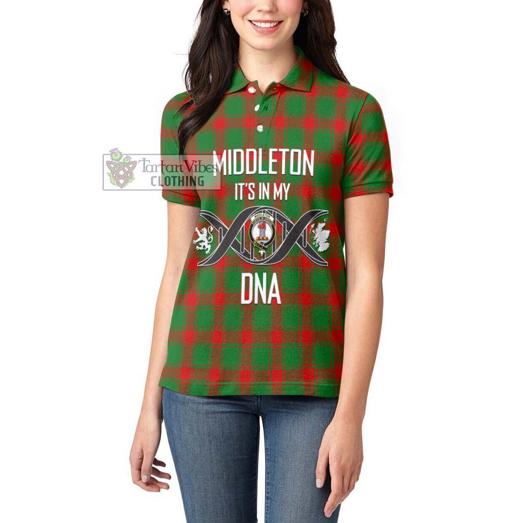 Middleton Modern Tartan Women's Polo Shirt with Family Crest DNA In Me Style Women - Tartanvibesclothing Shop