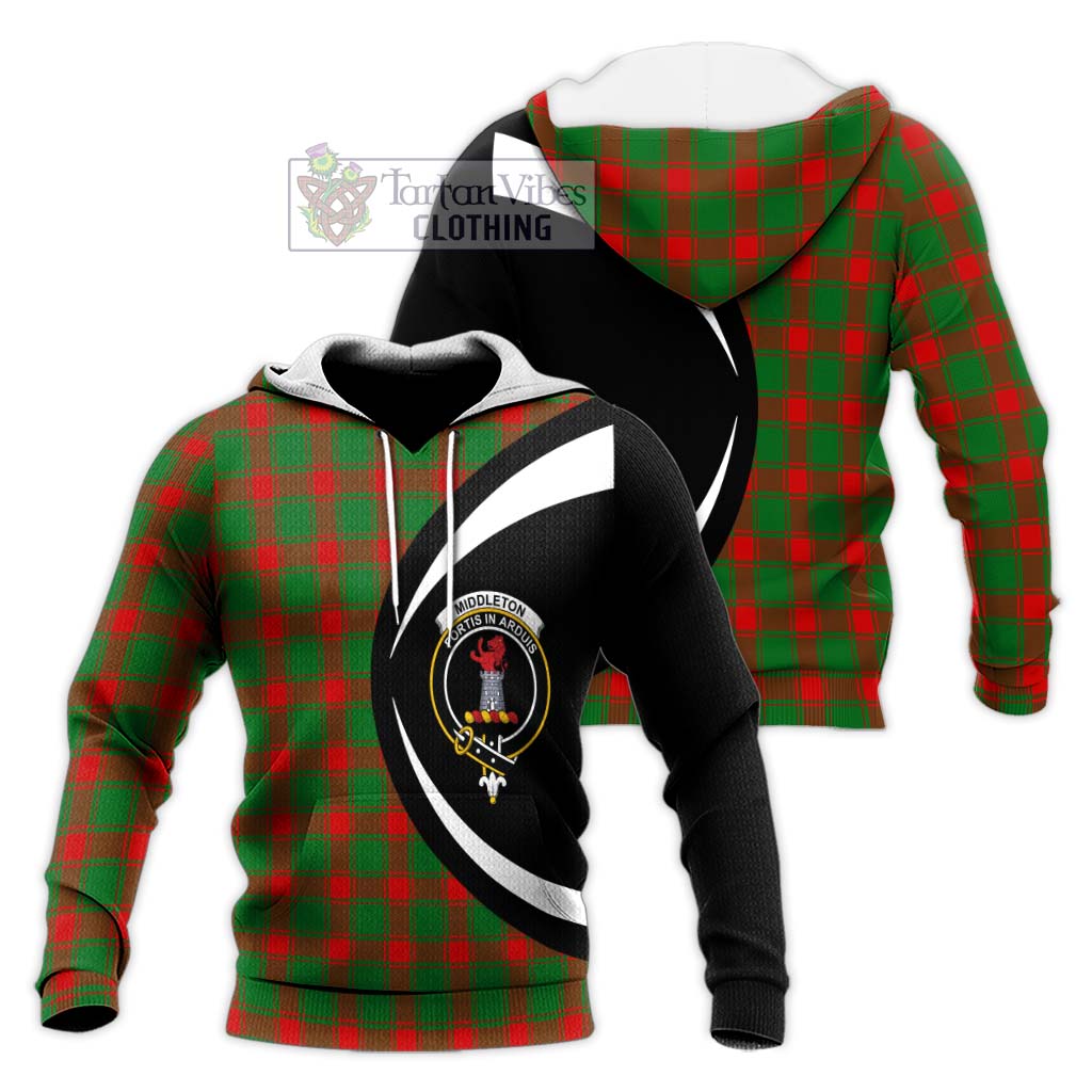 Middleton Modern Tartan Knitted Hoodie with Family Crest Circle Style Unisex Knitted Pullover Hoodie - Tartan Vibes Clothing