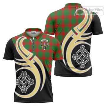 Middleton Modern Tartan Zipper Polo Shirt with Family Crest and Celtic Symbol Style