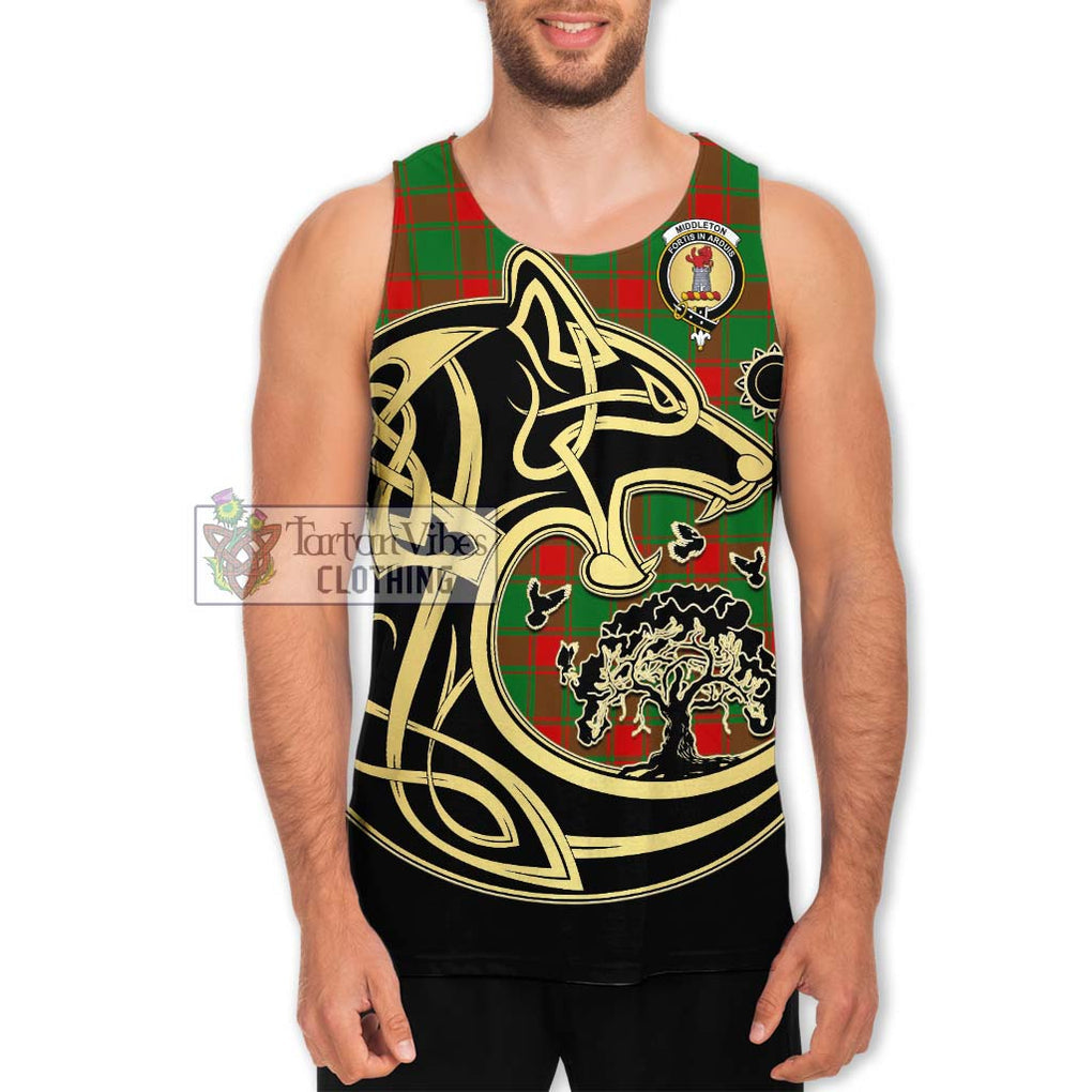 Middleton Modern Tartan Men's Tank Top with Family Crest Celtic Wolf Style Men - Tartan Vibes Clothing