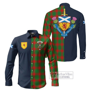 Middleton Modern Tartan Long Sleeve Button Shirt Alba with Scottish Lion Royal Arm Half Style