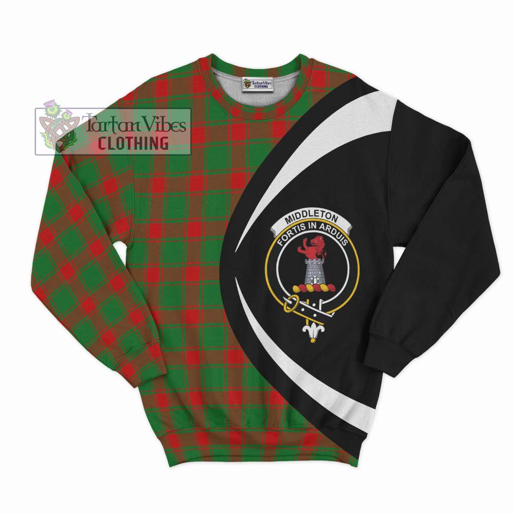 Middleton Modern Tartan Sweatshirt with Family Crest Circle Style Unisex - Tartan Vibes Clothing