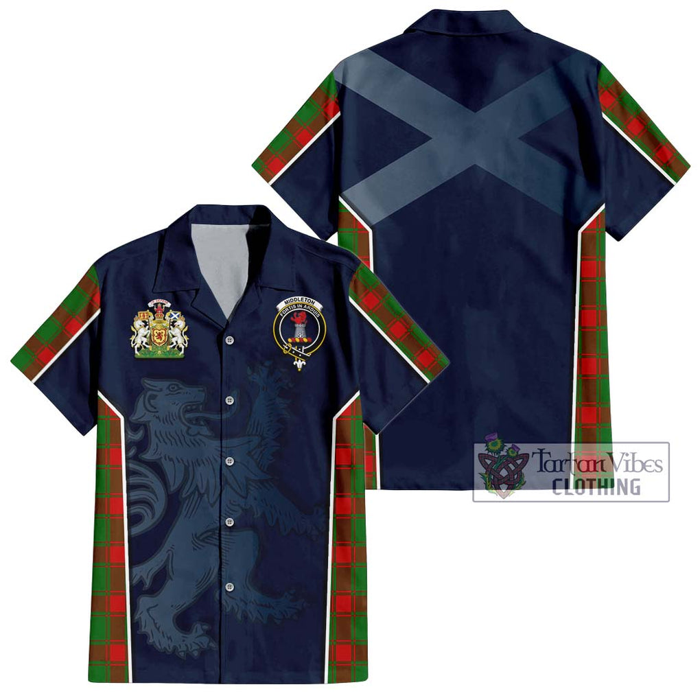 Middleton Modern Tartan Short Sleeve Button Shirt with Family Crest and Lion Rampant Vibes Sport Style Kid - Tartan Vibes Clothing