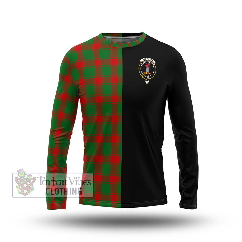 Middleton Modern Tartan Long Sleeve T-Shirt with Family Crest and Half Of Me Style Unisex - Tartanvibesclothing Shop