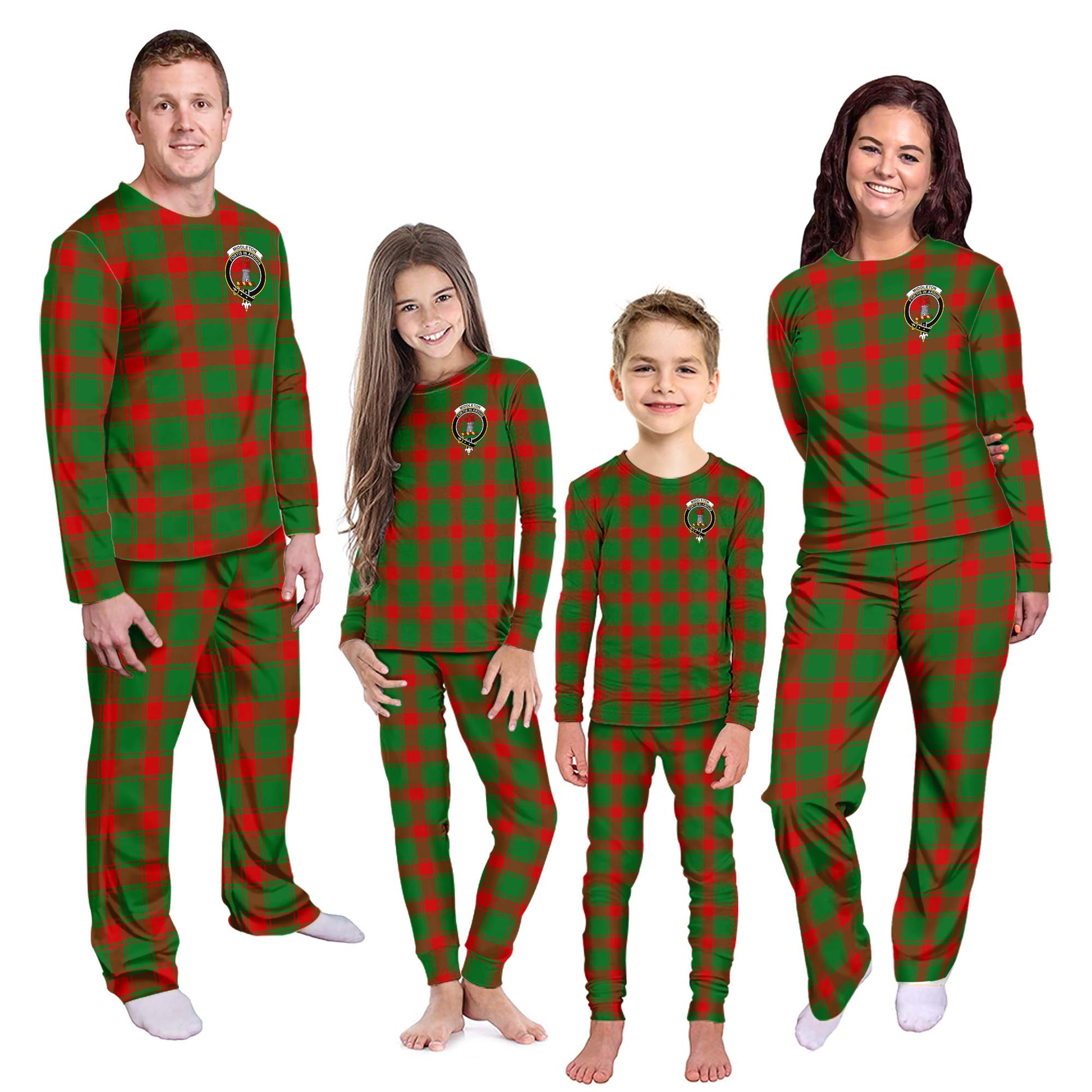 Middleton Modern Tartan Pajamas Family Set with Family Crest - Tartanvibesclothing