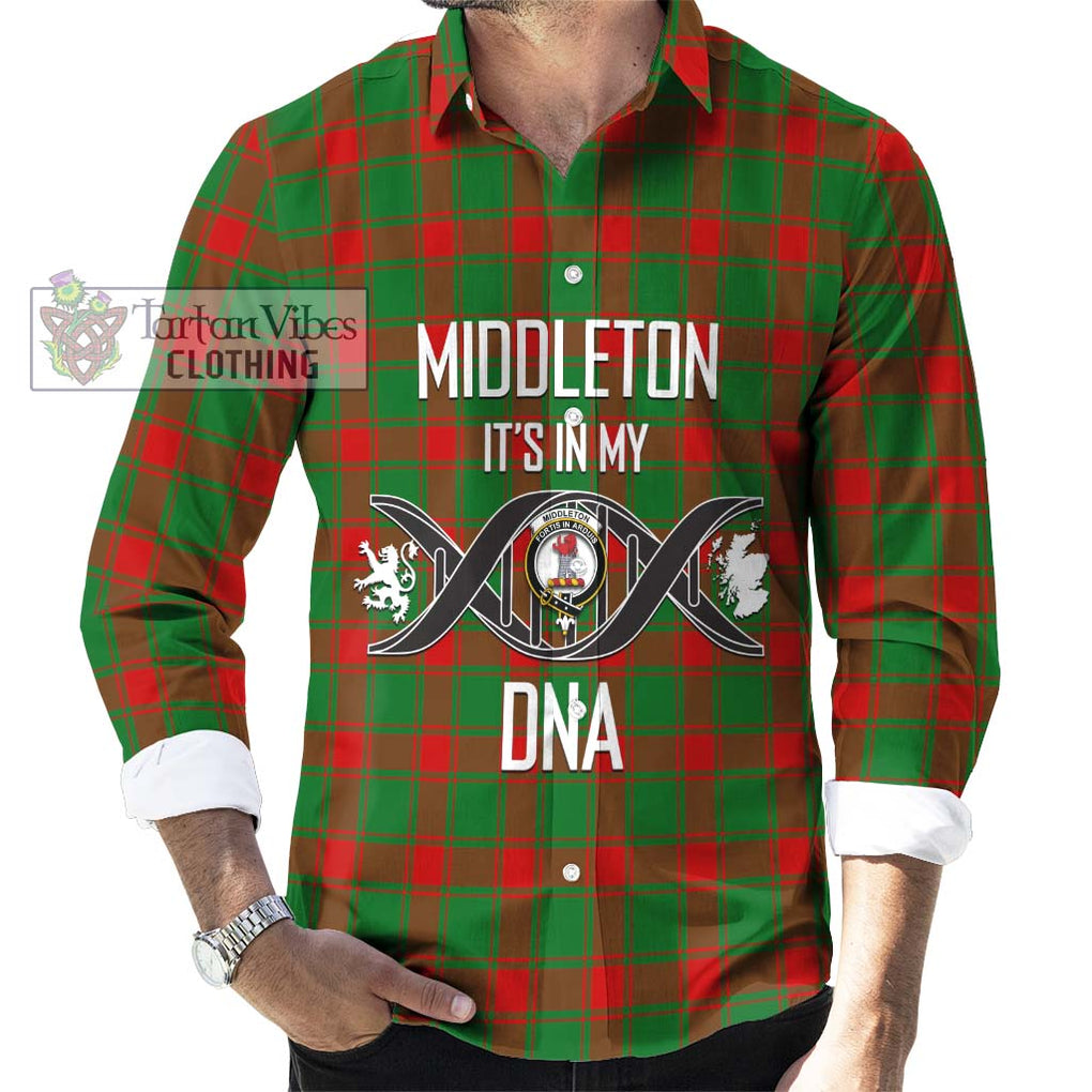 Middleton Modern Tartan Long Sleeve Button Shirt with Family Crest DNA In Me Style Men's Shirt S - Tartanvibesclothing Shop