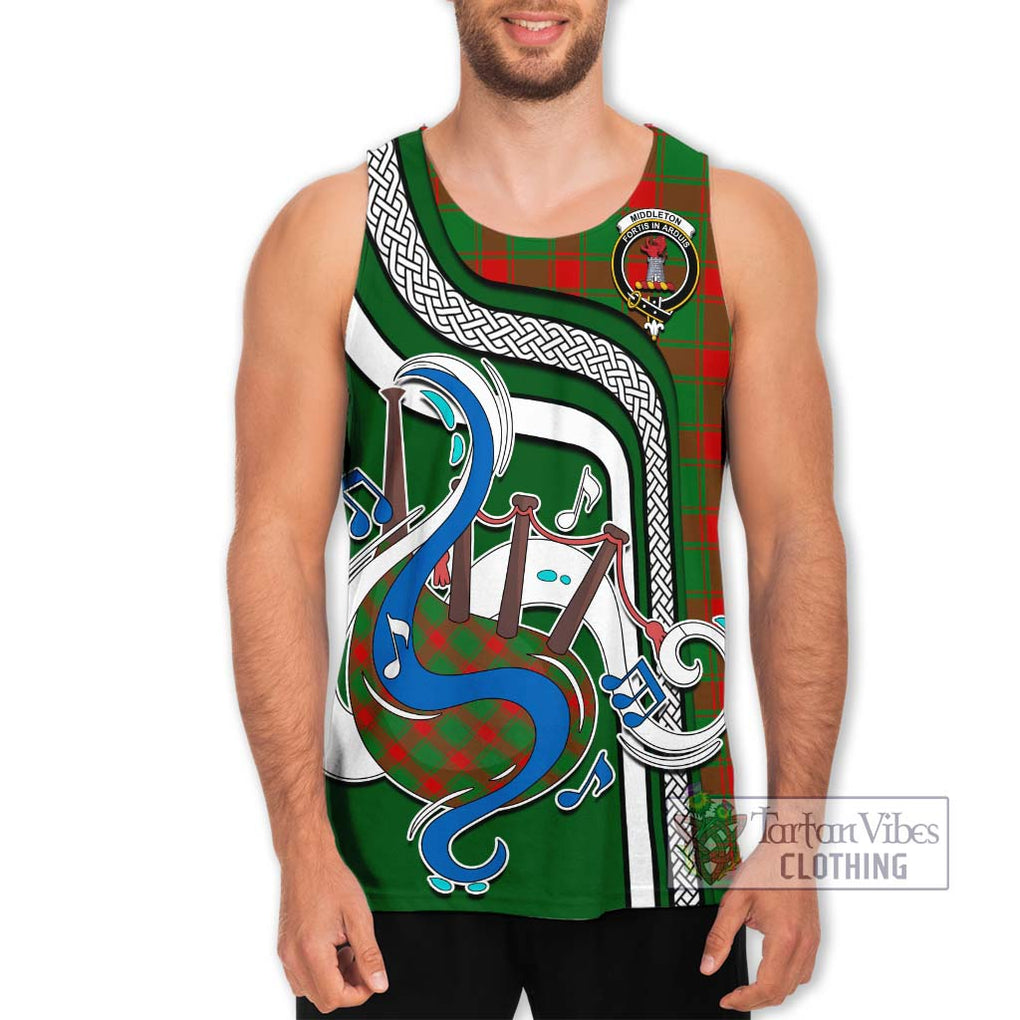 Middleton Modern Tartan Men's Tank Top with Epic Bagpipe Style Men - Tartanvibesclothing Shop