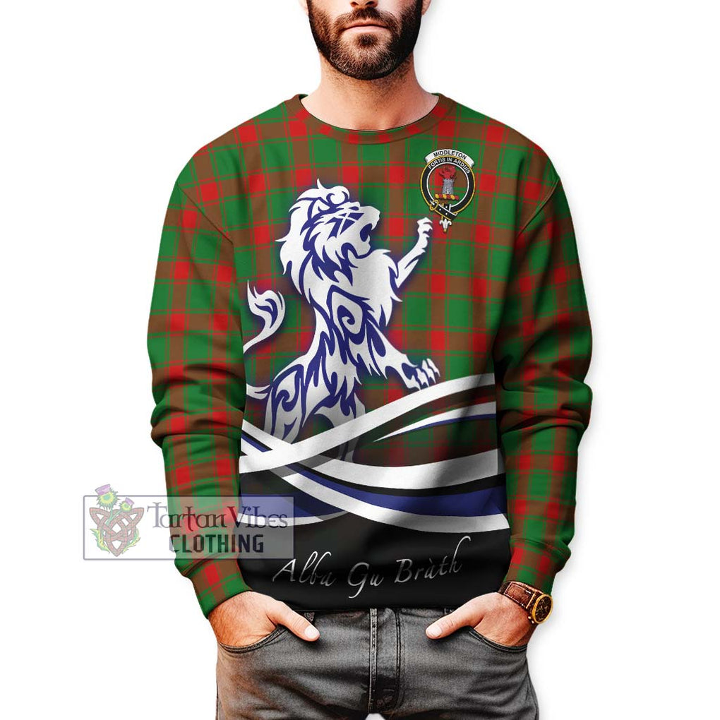 Middleton Modern Tartan Sweatshirt with Alba Gu Brath Regal Lion Emblem Unisex - Tartanvibesclothing Shop