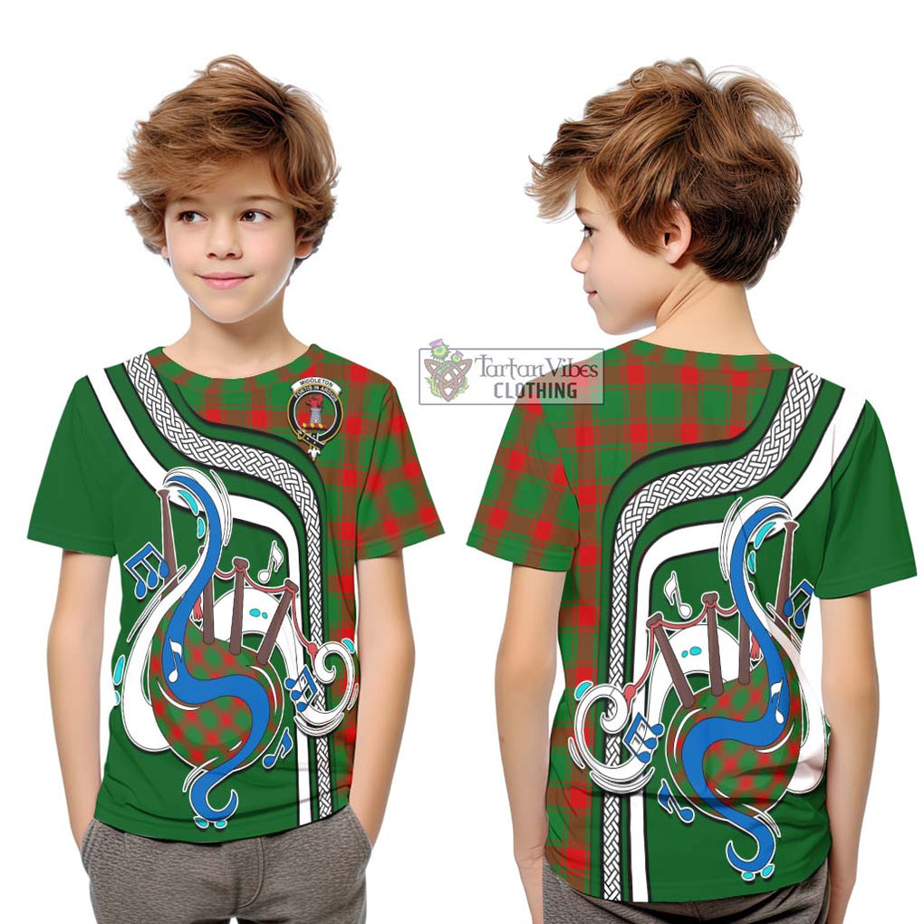 Tartan Vibes Clothing Middleton Modern Tartan Kid T-Shirt with Epic Bagpipe Style