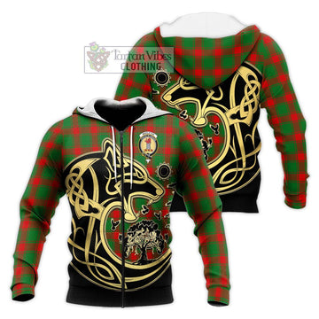 Middleton Modern Tartan Knitted Hoodie with Family Crest Celtic Wolf Style