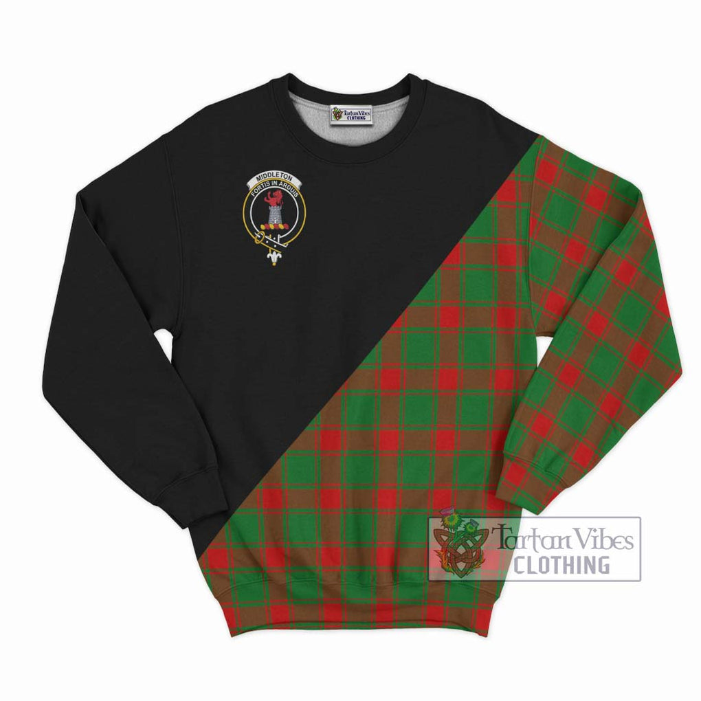 Middleton Modern Tartan Sweatshirt with Family Crest and Military Logo Style - Tartanvibesclothing Shop