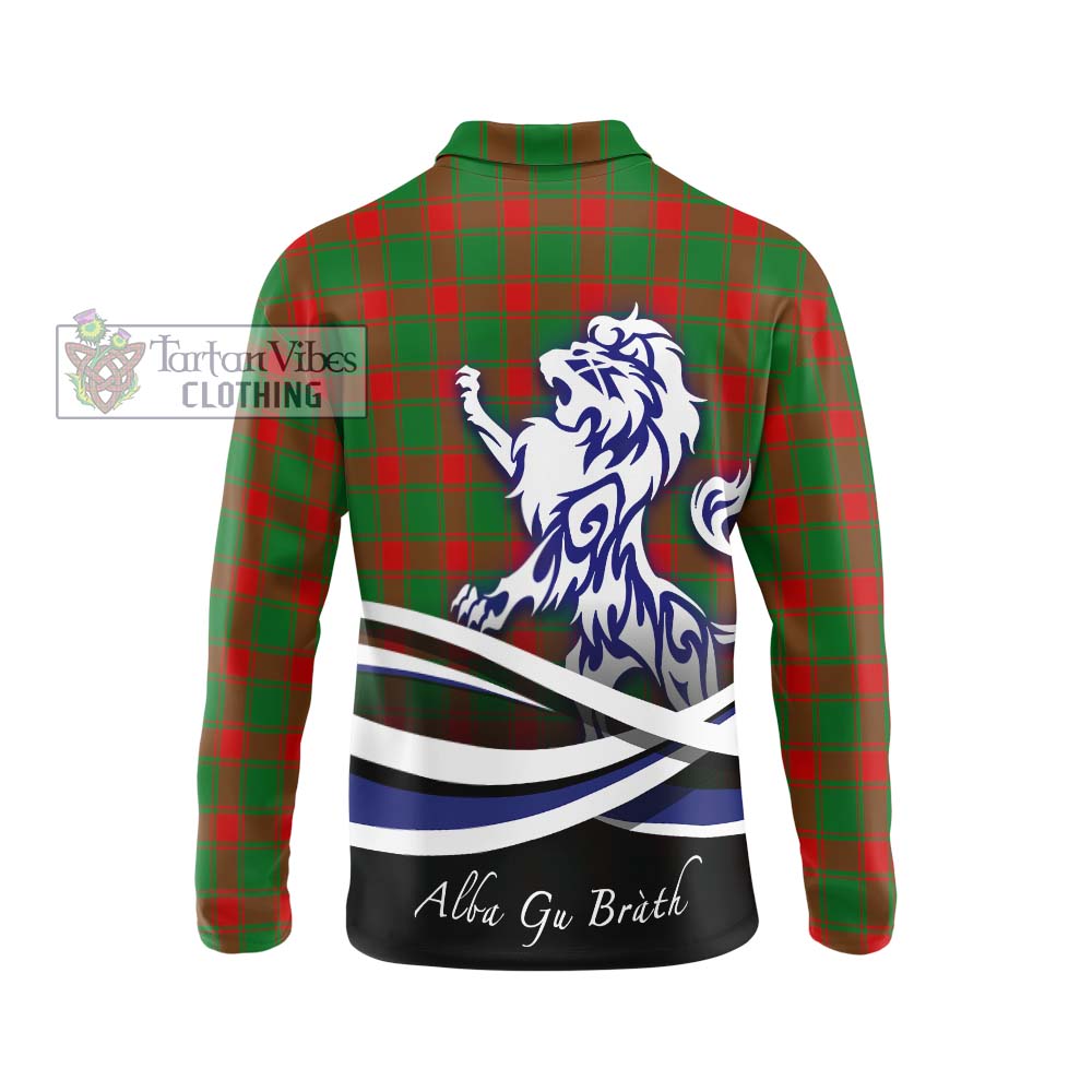 Middleton Modern Tartan Long Sleeve Polo Shirt with Alba Gu Brath Regal Lion Emblem - Tartanvibesclothing Shop