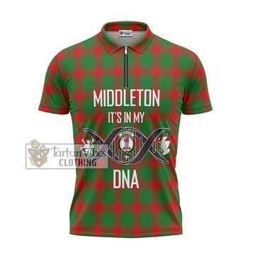 Middleton Modern Tartan Zipper Polo Shirt with Family Crest DNA In Me Style