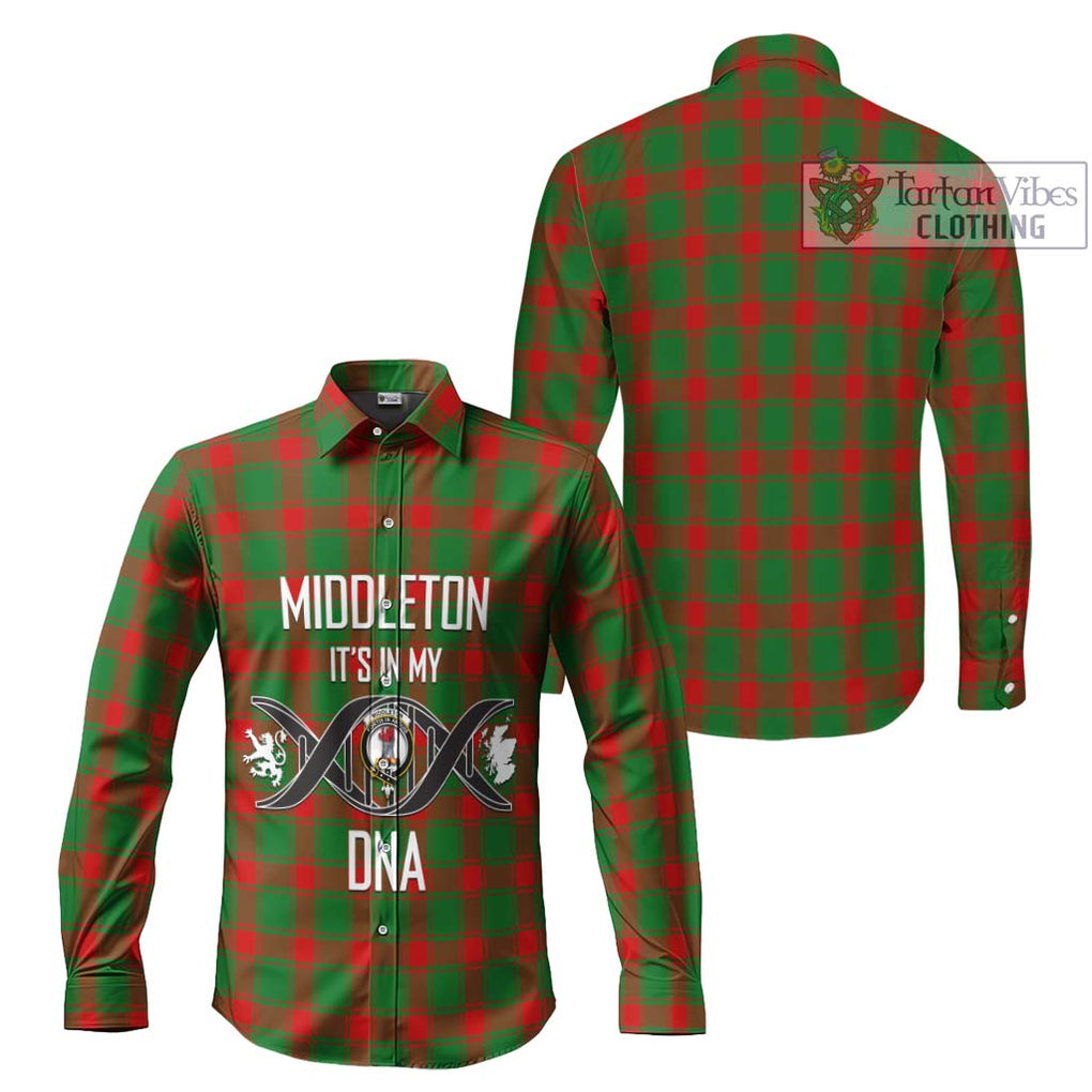 Middleton Modern Tartan Long Sleeve Button Shirt with Family Crest DNA In Me Style Men's Shirt - Tartanvibesclothing Shop