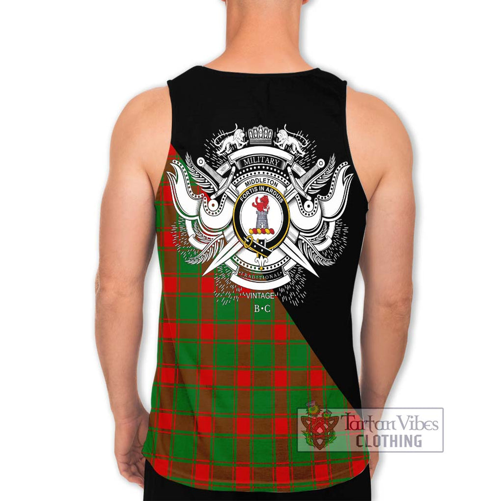 Middleton Modern Tartan Men's Tank Top with Family Crest and Military Logo Style - Tartanvibesclothing Shop