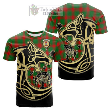 Middleton Modern Tartan Cotton T-shirt with Family Crest Celtic Wolf Style