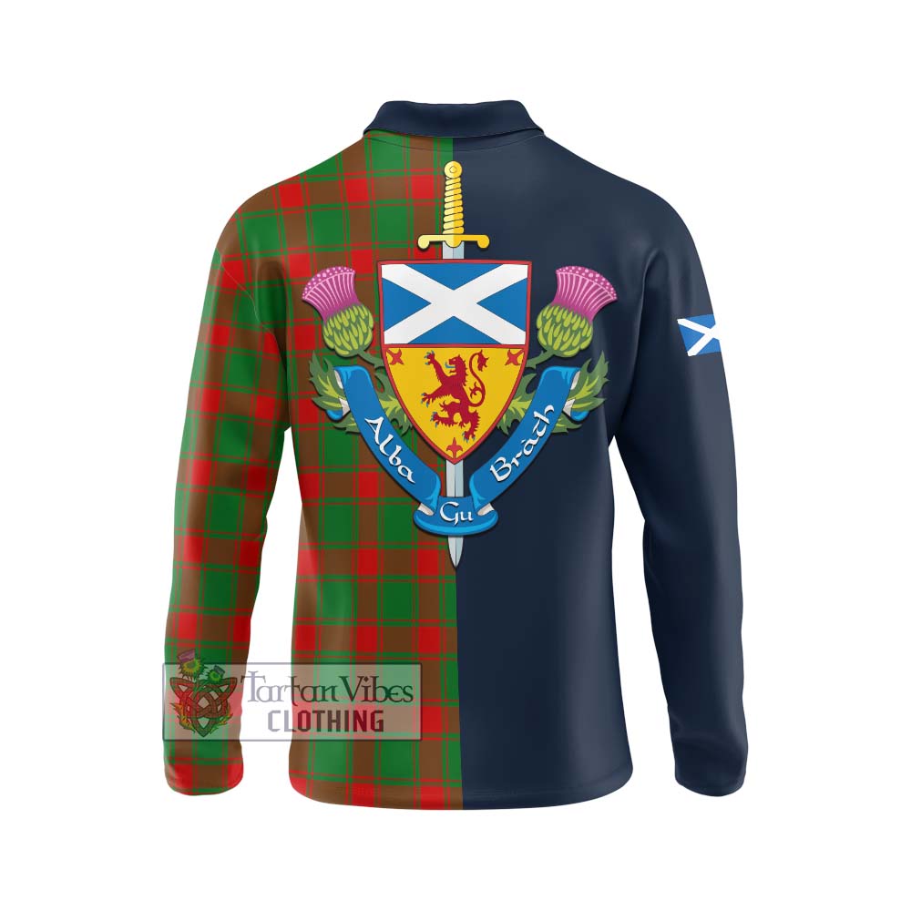 Tartan Vibes Clothing Middleton Modern Tartan Long Sleeve Polo Shirt with Scottish Lion Royal Arm Half Style