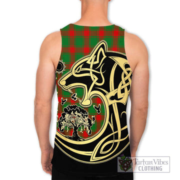 Middleton Modern Tartan Men's Tank Top with Family Crest Celtic Wolf Style