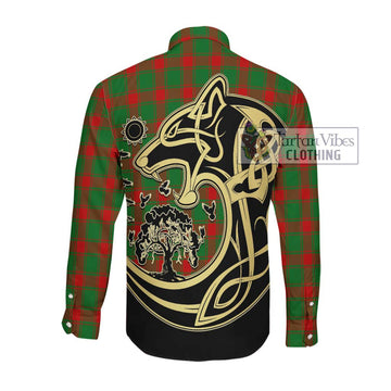 Middleton Modern Tartan Long Sleeve Button Shirt with Family Crest Celtic Wolf Style