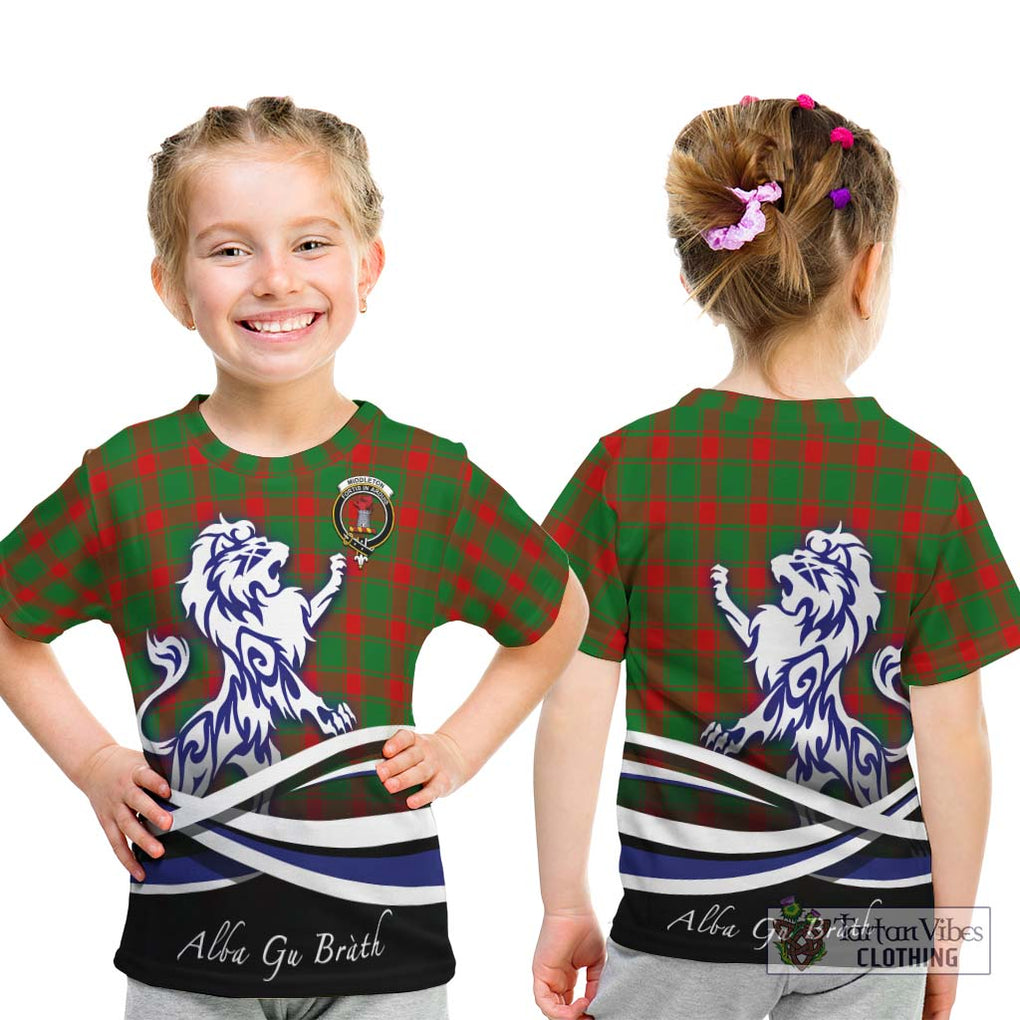 Middleton Modern Tartan Kid T-Shirt with Alba Gu Brath Regal Lion Emblem - Tartanvibesclothing Shop