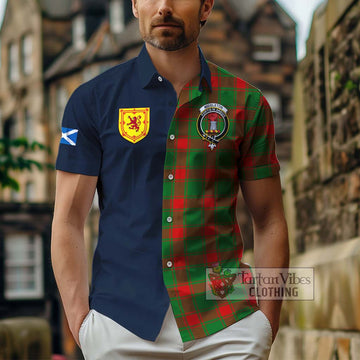 Middleton Modern Tartan Short Sleeve Button Shirt Alba with Scottish Lion Royal Arm Half Style