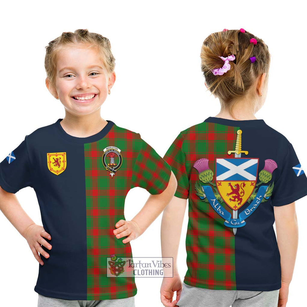 Tartan Vibes Clothing Middleton Modern Tartan Kid T-Shirt with Scottish Lion Royal Arm Half Style