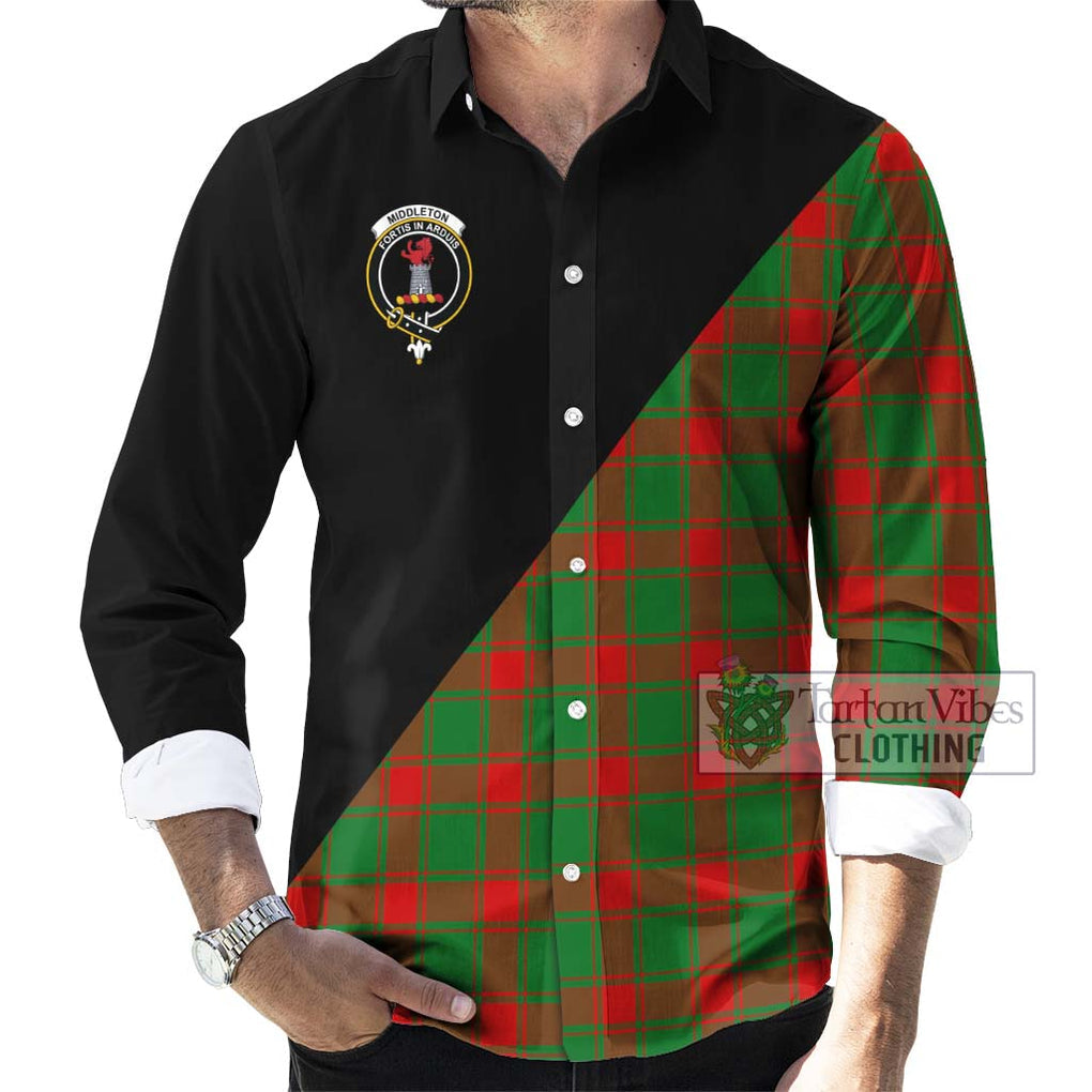 Middleton Modern Tartan Long Sleeve Button Shirt with Family Crest and Military Logo Style - Tartanvibesclothing Shop