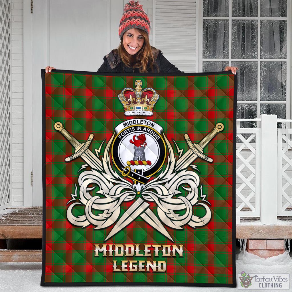 Tartan Vibes Clothing Middleton Modern Tartan Quilt with Clan Crest and the Golden Sword of Courageous Legacy