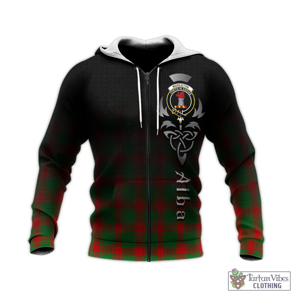 Tartan Vibes Clothing Middleton Modern Tartan Knitted Hoodie Featuring Alba Gu Brath Family Crest Celtic Inspired