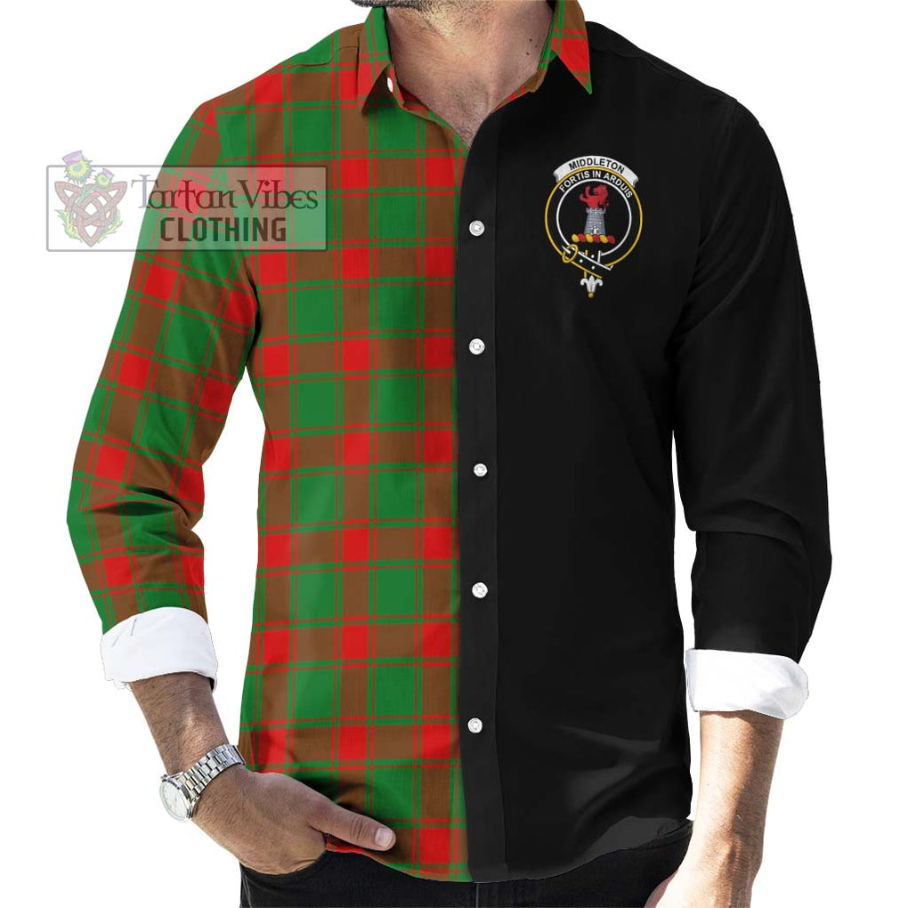 Middleton Modern Tartan Long Sleeve Button Shirt with Family Crest and Half Of Me Style - Tartanvibesclothing Shop